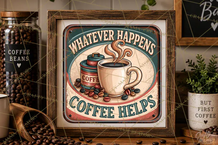Coffee Helps | Rustic Coffee Signs Vintage Retro PNG