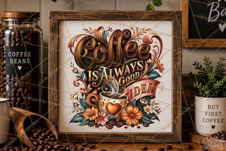 Coffee Lovers Signs, Coffee Signs PNG, Cozy Cafe Quotes example image 1