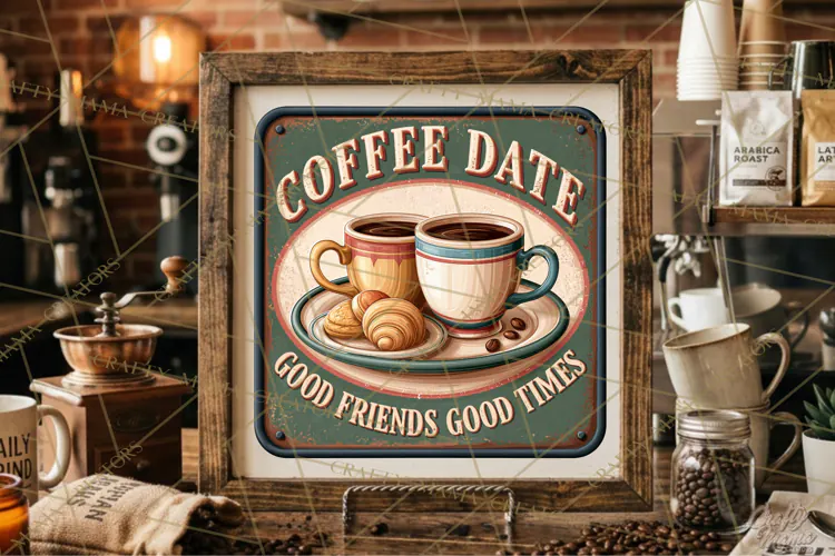 Coffee Date | Rustic Coffee Signs Vintage Retro PNG
