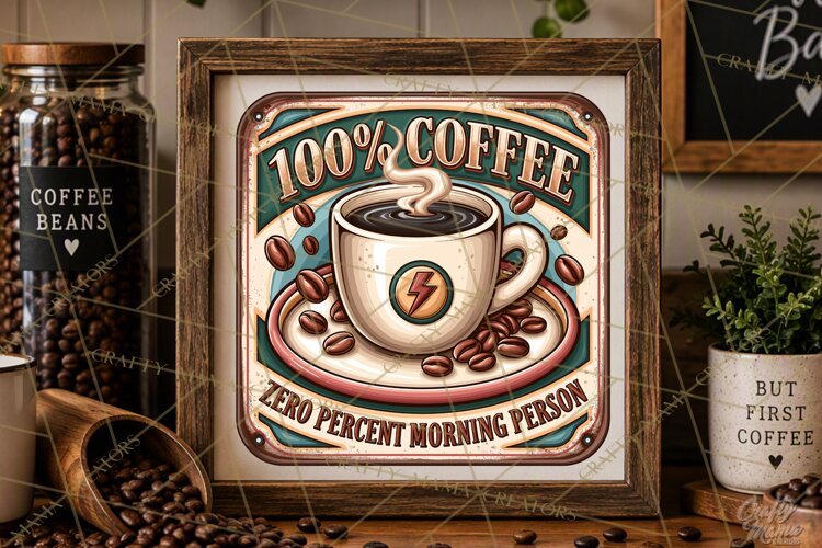 Morning Person | Rustic Coffee Signs Vintage Retro PNG example image 1