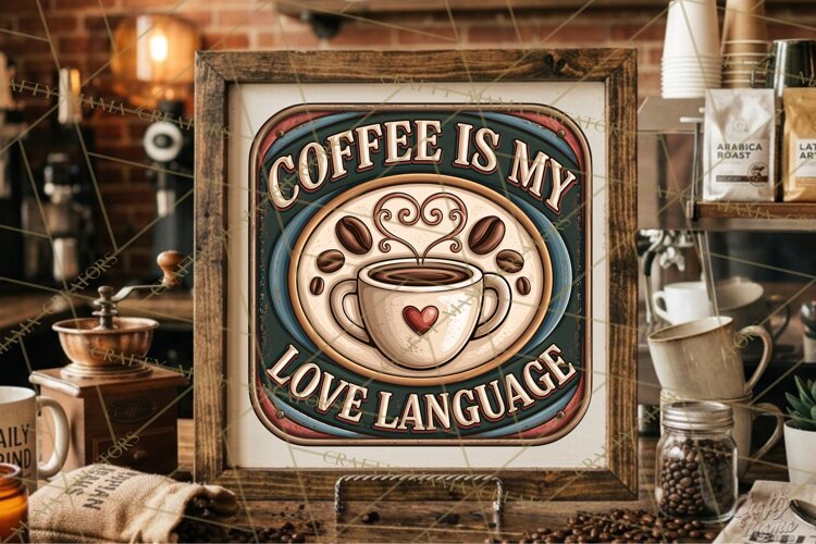 My Love Language | Rustic Coffee Signs Vintage Retro PNG example image 1