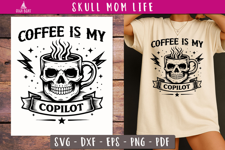 Coffee Skull Copilot SVG Funny coffee lover design