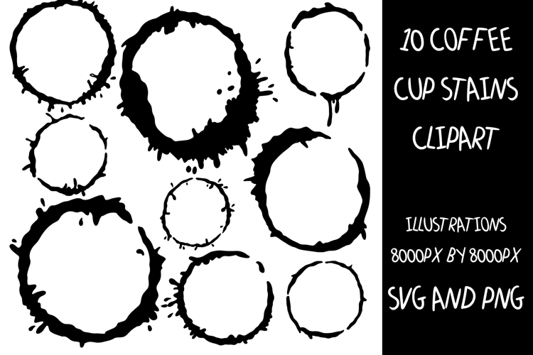Coffee Tea Cup Mug Stains Splatter SVG PNG Illustrations