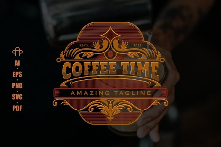 Coffee Time Frame Vintage Retro Vector example image 1