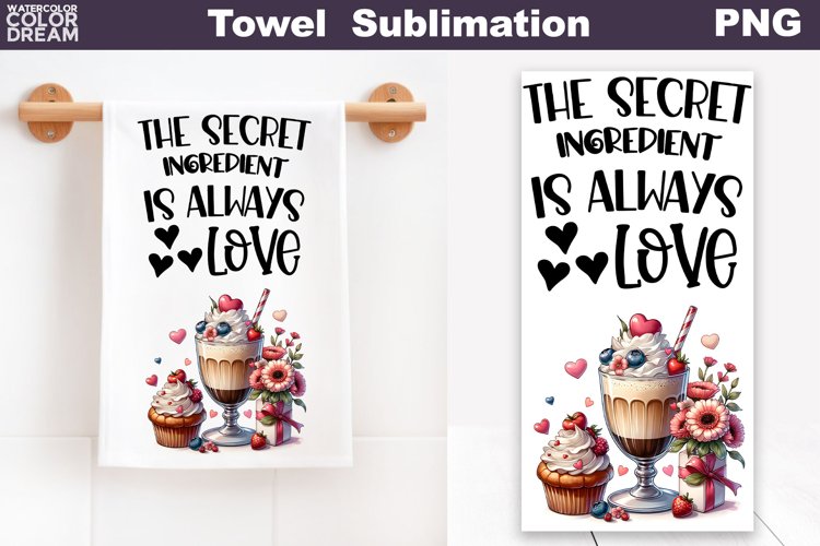 Coffee Valentine Kitchen Towel | Valentines Towel PNG