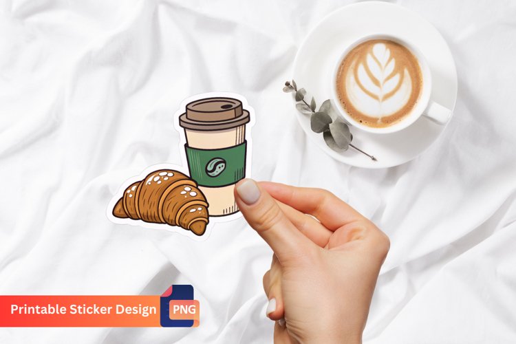 Coffee with croissant sticker
