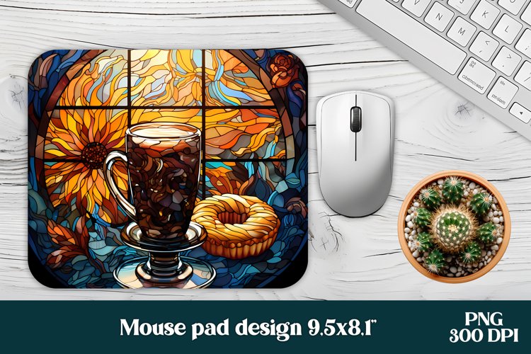 Stained glass mouse pad sublimation | Sunflower mousepad PNG