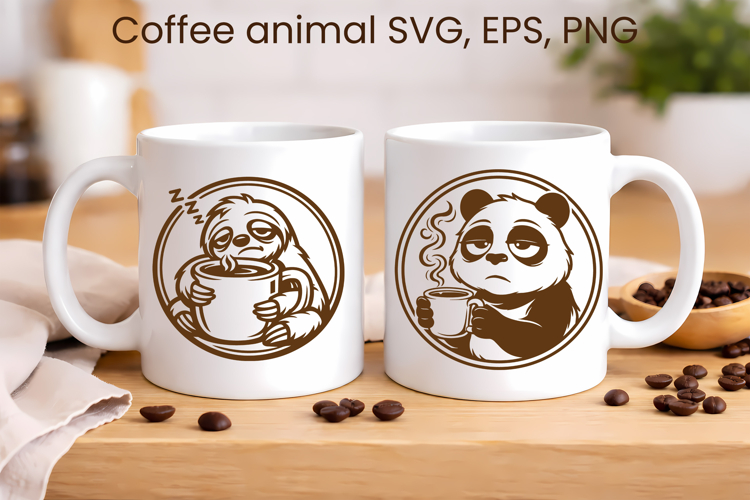 Moody coffee animals SVG | Funny animal character SVG