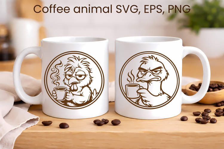 Moody coffee animals SVG | Funny animal character SVG
