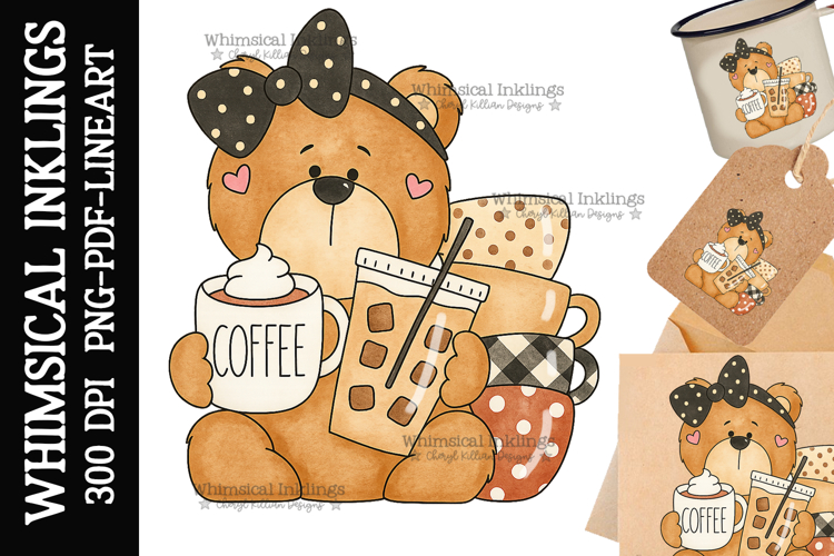 Coffee Bear Sublimation Clipart