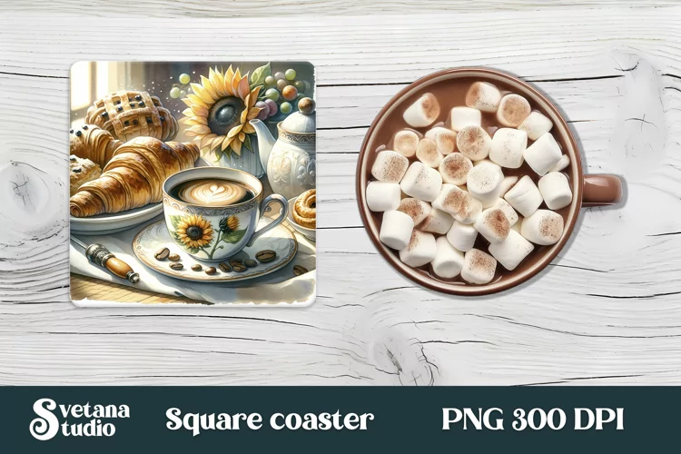 Flower square coaster sublimation | Hot coffee coaster