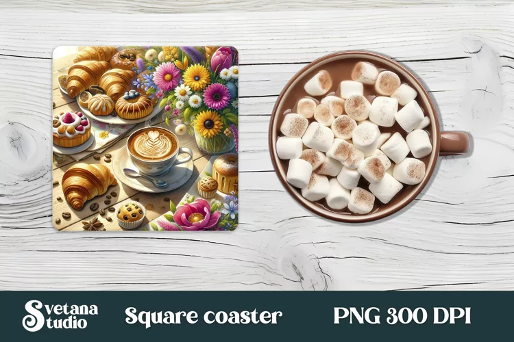 Coffee flower square coaster sublimation