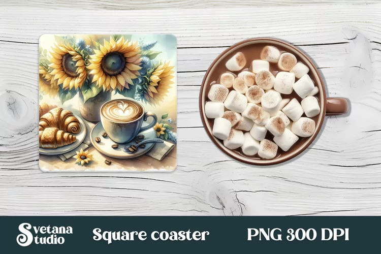 Hot coffee flower square coaster sublimation