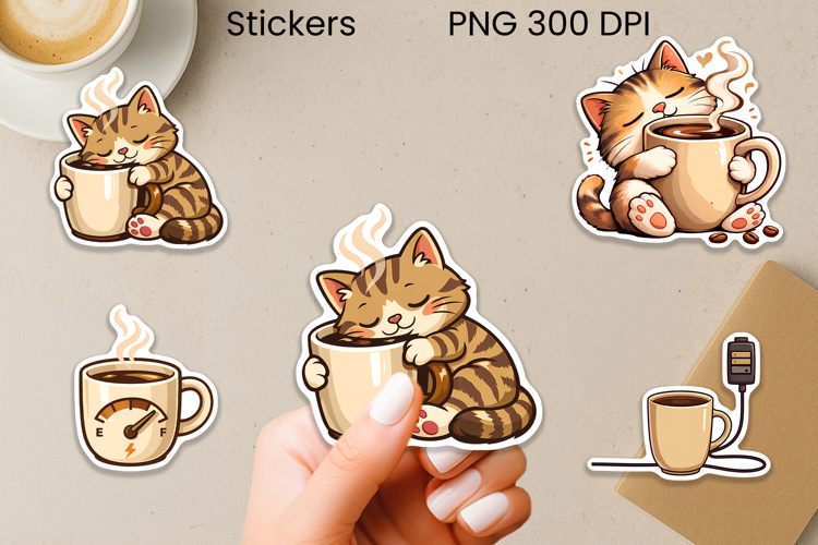 Coffee mood animal stickers printable | Introvert coffee PNG