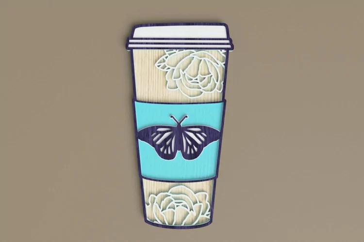 Layered Coffee To Go Laser Cut File | Coffee SVG