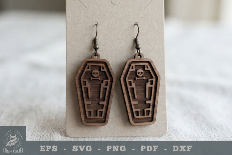 Coffin Lasercut Earring 2 example image 1