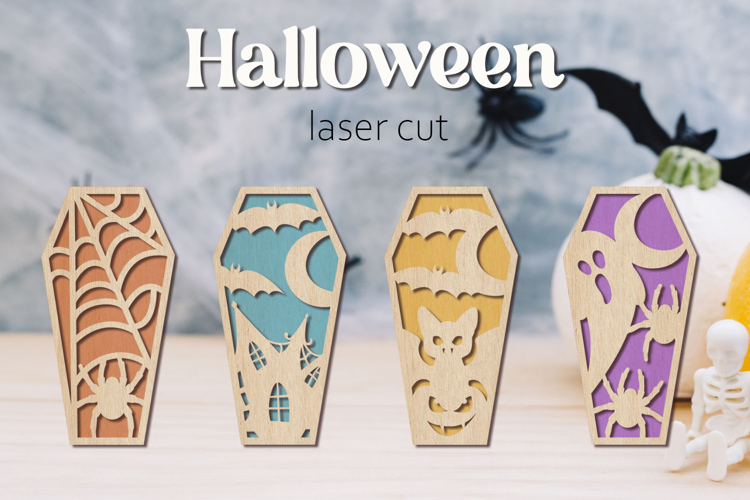 Halloween coffin laser cut, Halloween decoration