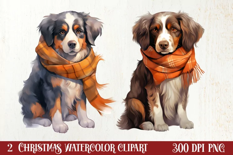 Cold Weather Dogs Sublimation Clipart, Christmas PNG