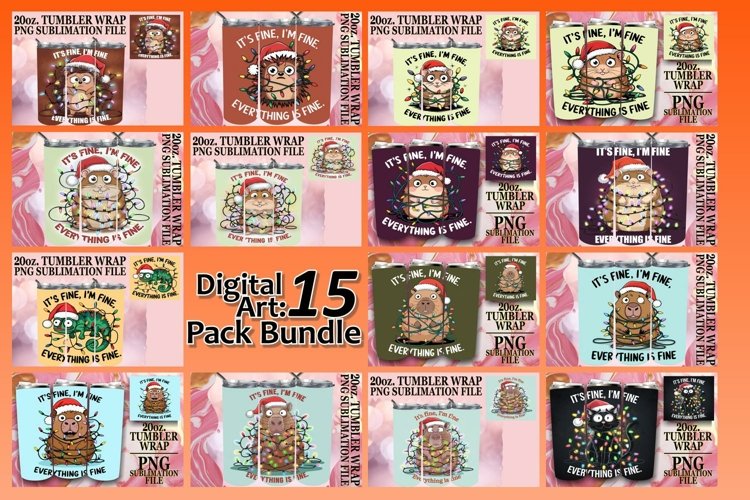 15x 20oz Tumbler Wrap Design Collection , Xmas