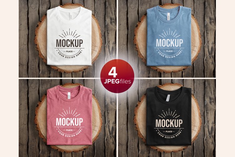 4 four mockup bundle T-shirt Bella Canvas 3001 Folded style