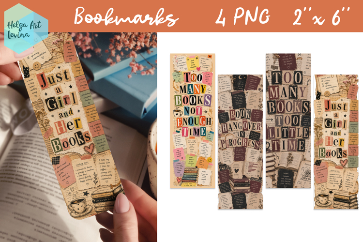 Collage Bookmarks. Quotes PNG