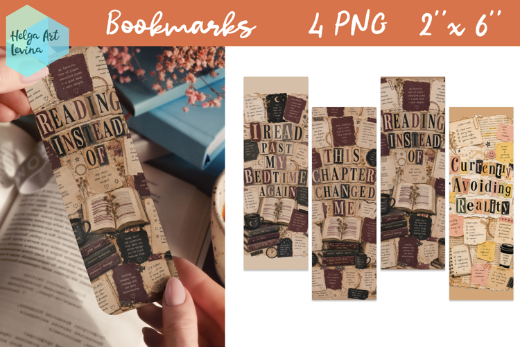 Collage Bookmarks. Quotes PNG