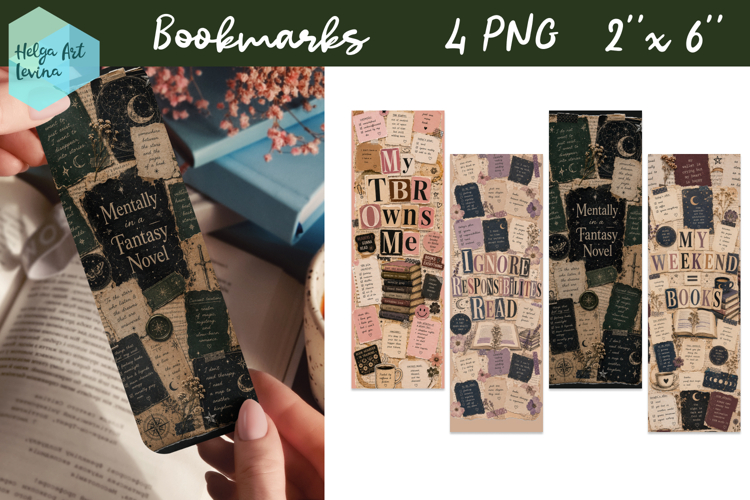 Collage Bookmarks. Quotes PNG