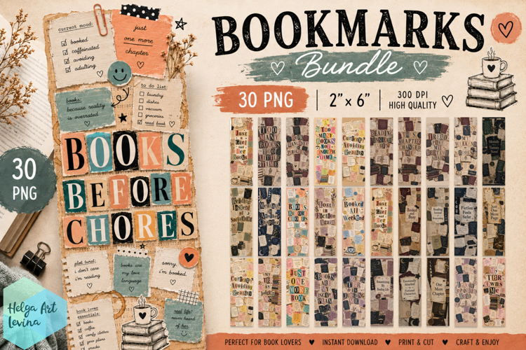Collage Bookmarks Bundle. Quotes PNG