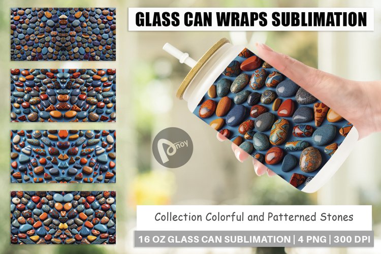 Glass Can Wraps Collection Pattern Stones