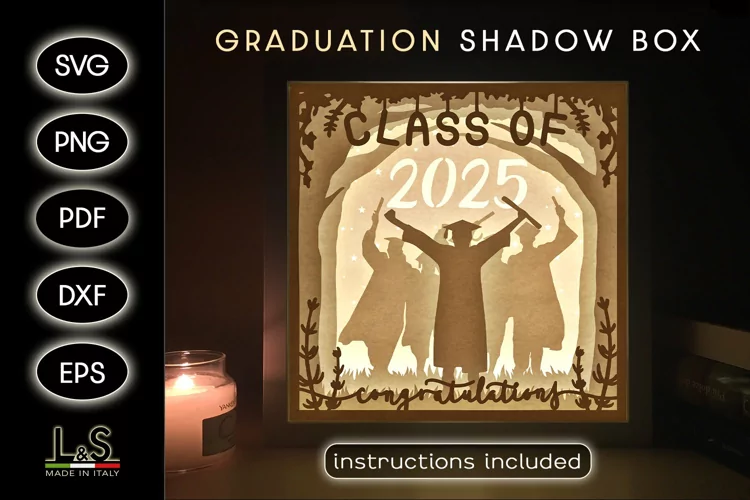 Male Graduate Paper Cut Light Box | Graduation Shadow Box
