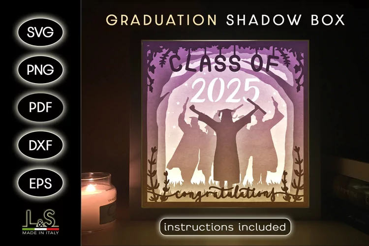 Girl Graduate Paper Cut Light Box | Graduation Shadow Box