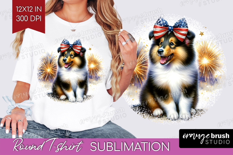 Collie Dog Round Tshirt Background Patriotic Dog PNG