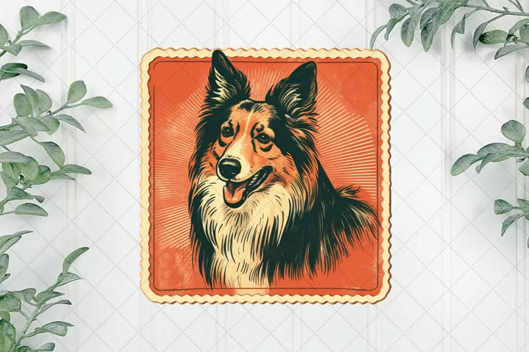 Dog Portrait Vintage Sublimation Clipart