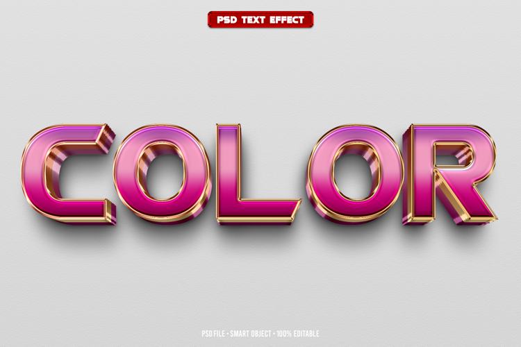 Color 3D editable text effect