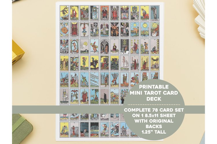 Printable Mini Tarot Card Full Deck Color 8.5x11 Sheet example image 1