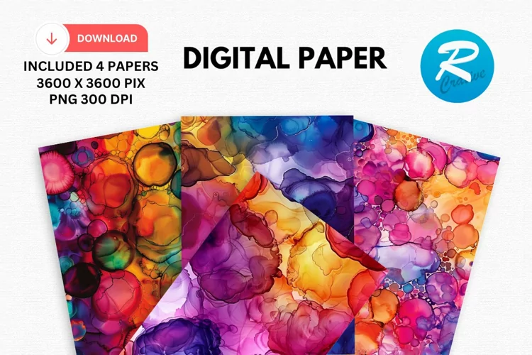Bubbles Alcohol Ink Digital Paper, Alcohol Ink Background