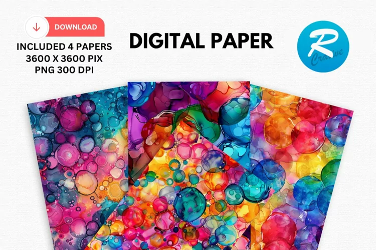 Bubbles Alcohol Ink Digital Paper, Alcohol Ink Background