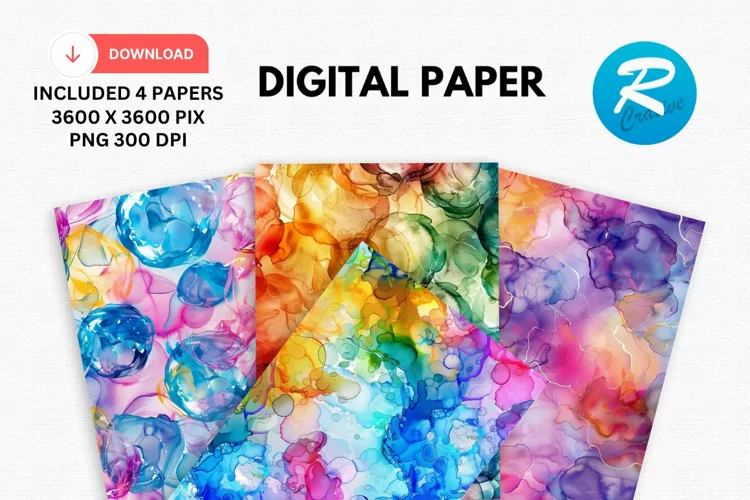 Bubbles Alcohol Ink Digital Paper, Alcohol Ink Background