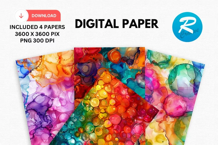 Bubbles Alcohol Ink Digital Paper, Alcohol Ink Background