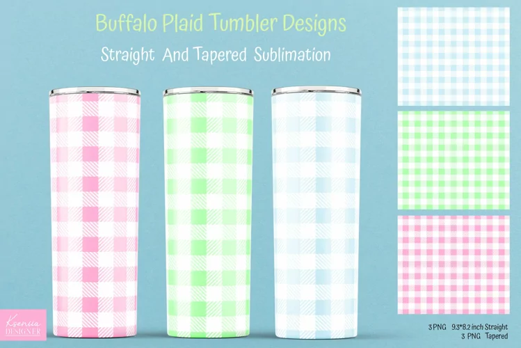 Pastel Color Buffalo Plaid 20oz Skinny Tumbler Sublimation.