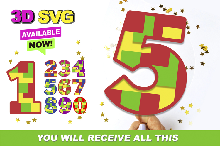 Color Building Blocks Numbers 3D SVG