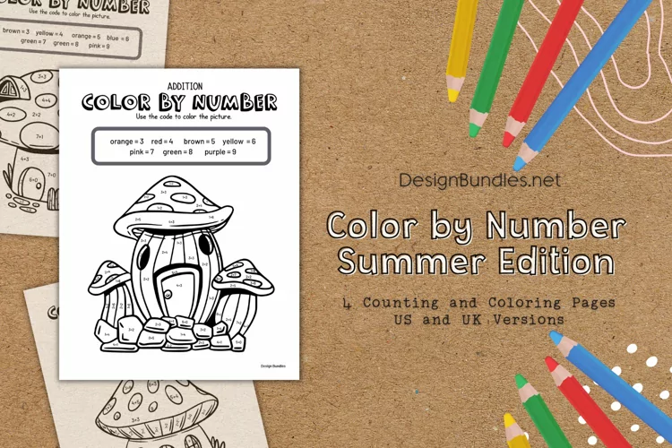 Mushroom House Color by Number Educational Coloring Pages