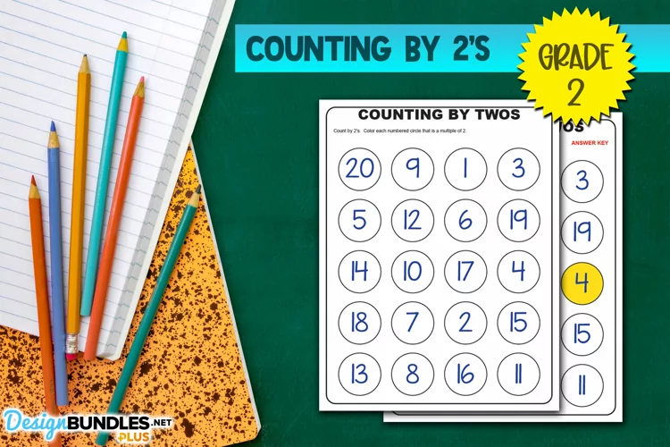 Counting & Coloring by 2's Educational Worksheet
