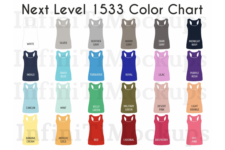 Color chart Next Level 1533 Tank Top
