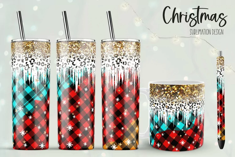 Tricolor Christmas Buffalo Plaid Tumbler Sublimation