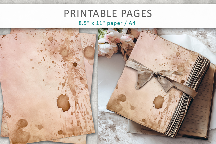 Vintage Coffee Stained Junk Journal Pages