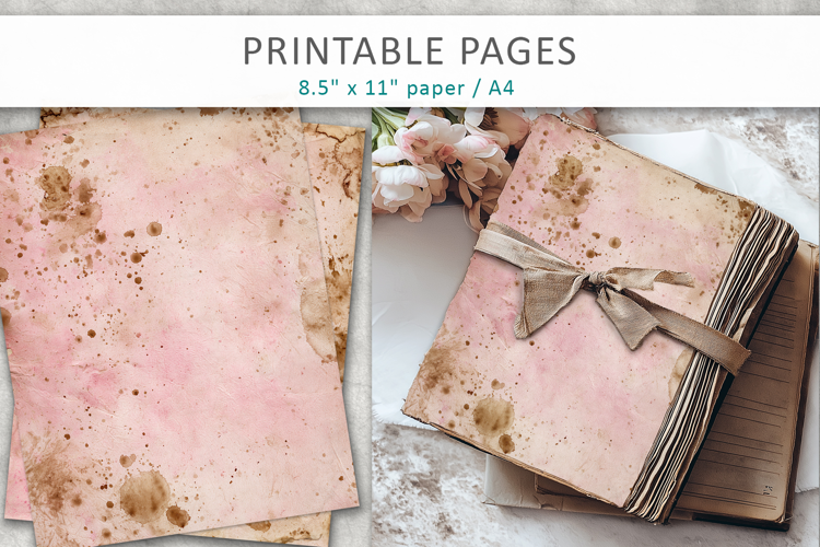 Vintage Coffee Stained Junk Journal, vintage digital paper