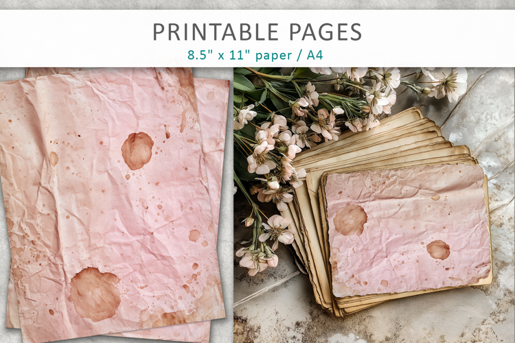 Vintage Coffee Stained Junk Journal, scrapbook backgrounds