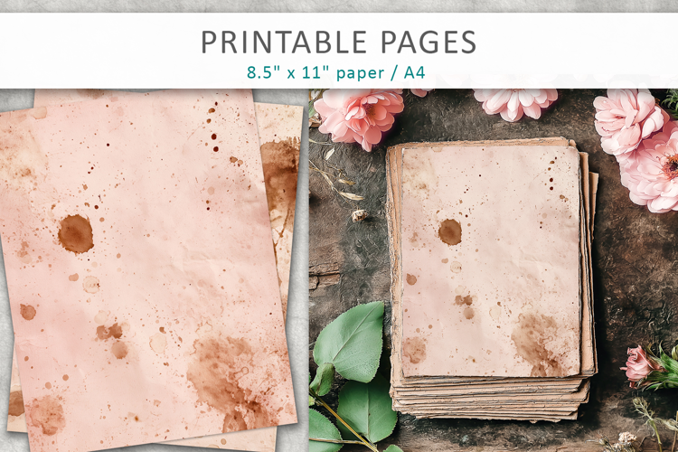 Vintage Coffee Stained Junk Journal, distressed paper