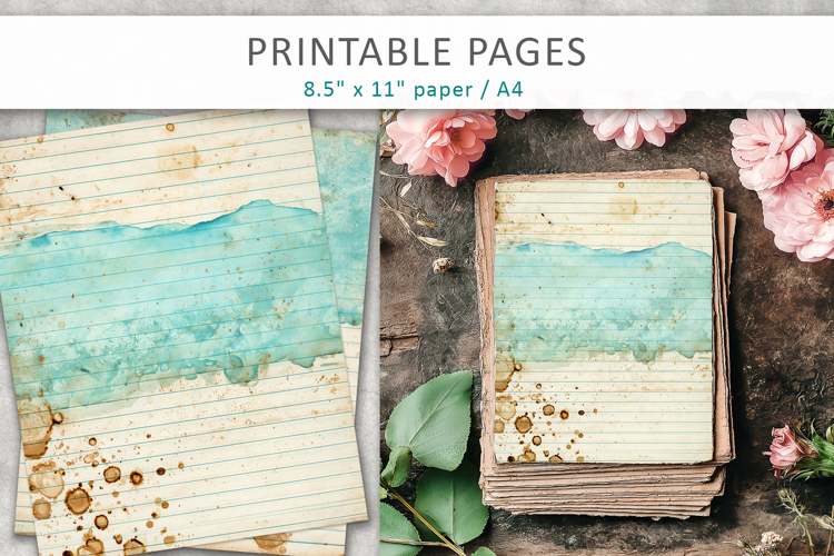 Coffee stained vintage scrapbook papers